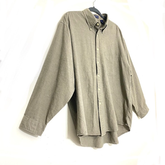 American Khakis OLIVE GREEN collared long sleeve button down shirt size L - Picture 5 of 9